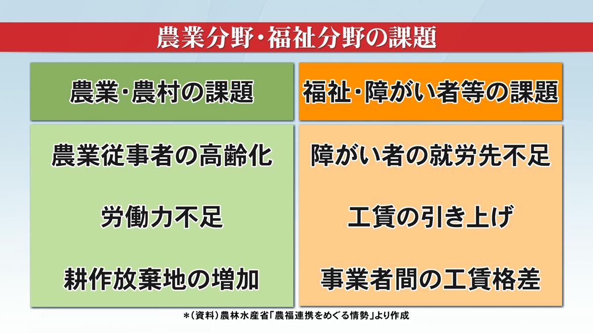 農業分野・福祉分野の課題